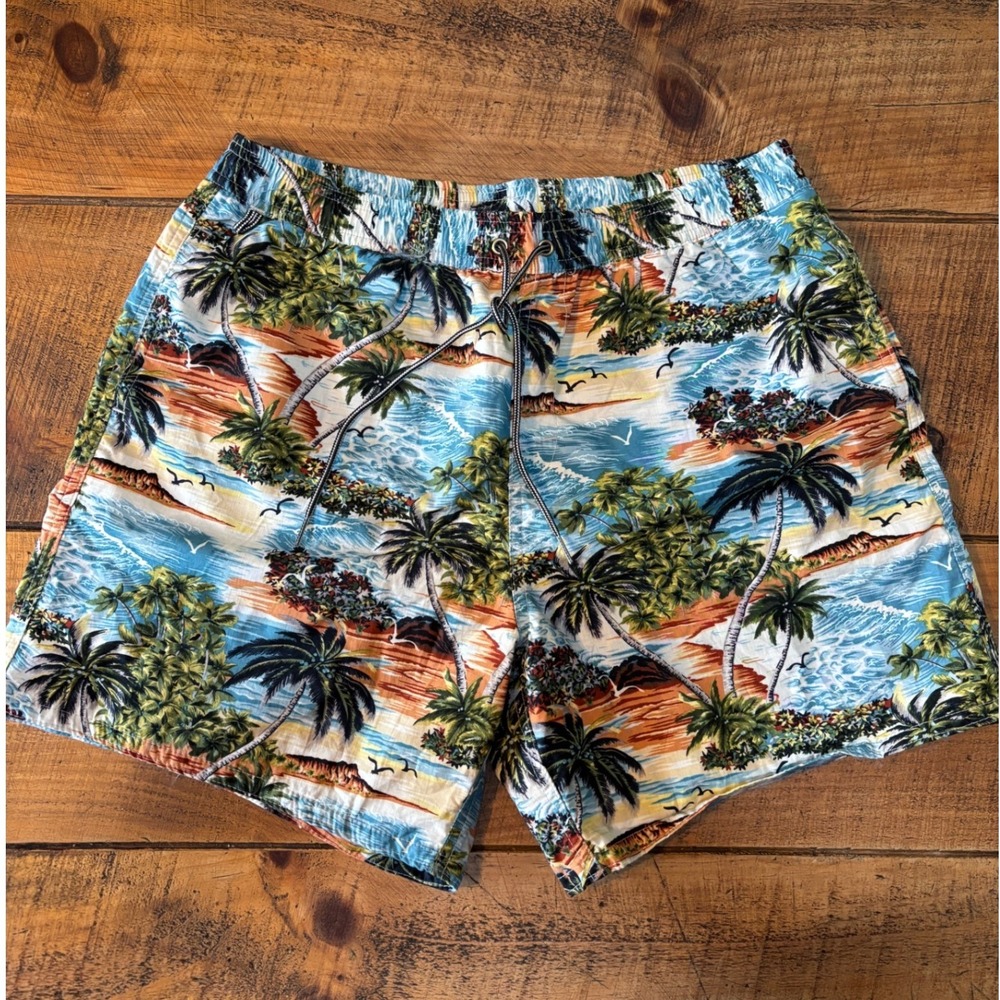 Birdwell Beach Britches Mens Aloha Hawaiian Palm Tree Swim Board Shorts Large
